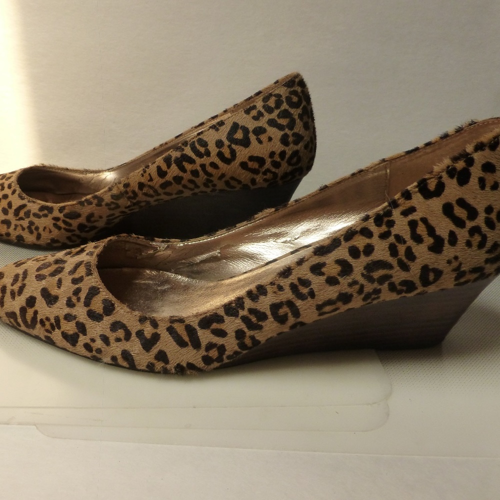 CALFSKIN  WEDGES  SLIDES HEELS LEOPARD LOOK 9B
